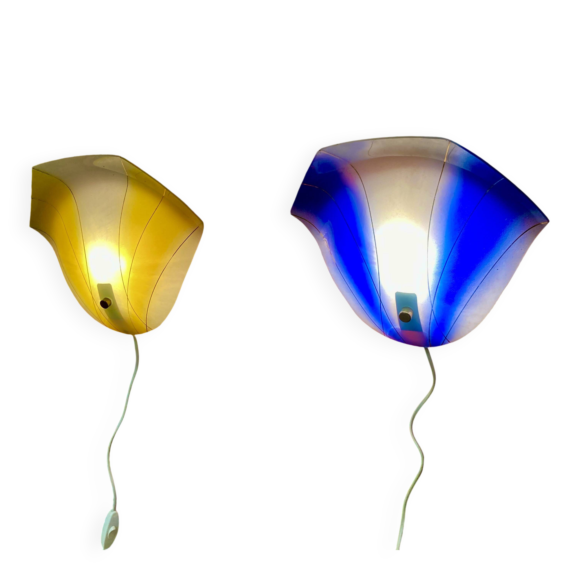 Pair of glass wall lights Scandinavian design 1950.