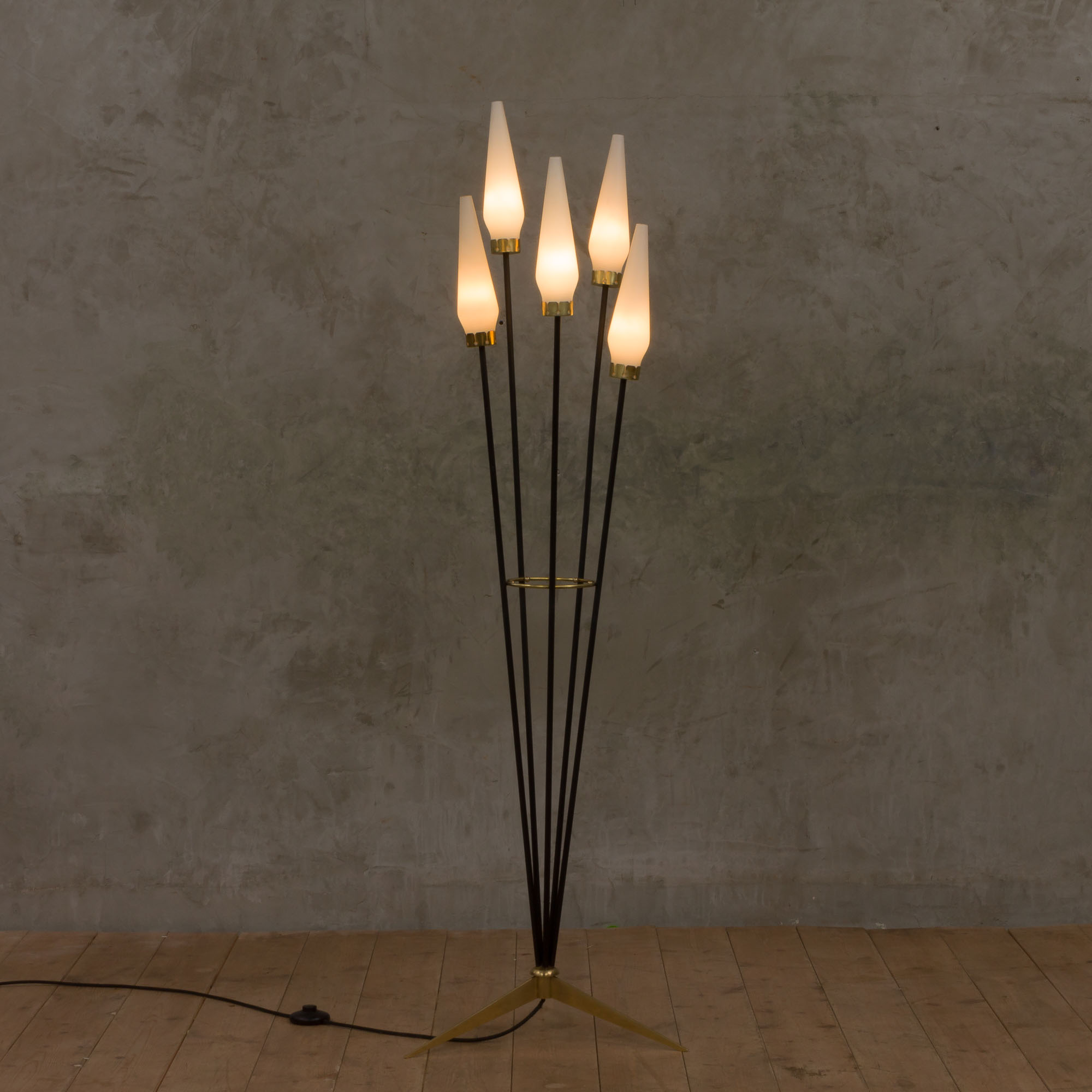 Floor lamp with five shades