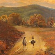 Campaign overview with figures, old oil painting on canvas "1800"