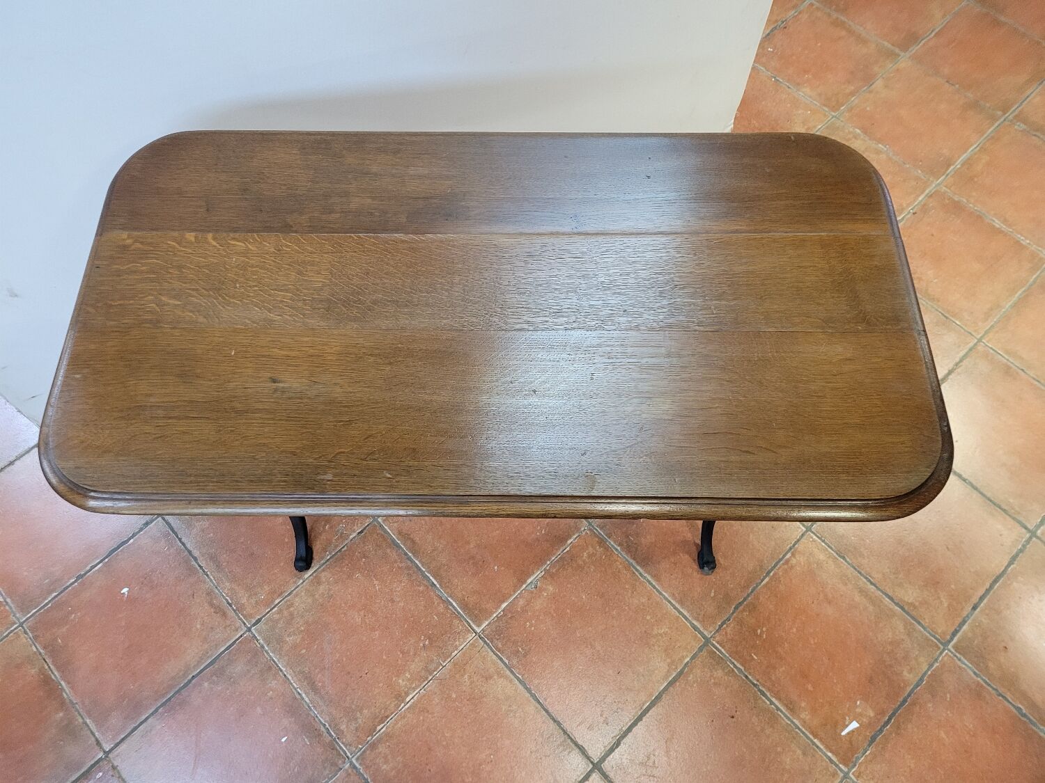 Antique bistro table with oak top