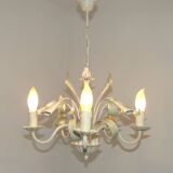 5-light earthenware chandelier with fleur-de-lis and scrolled leaves 4867