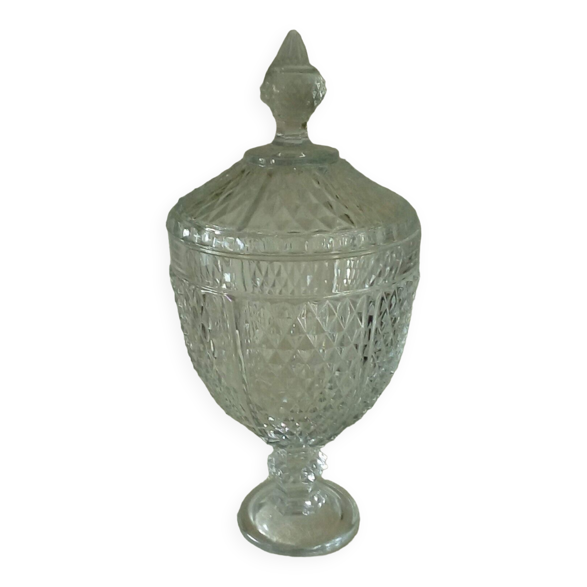 Glass candy box covered pot shower base diamond tip decor