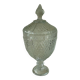 Bonbonnier en verre pot couvert pied douche decor pointe de diamant