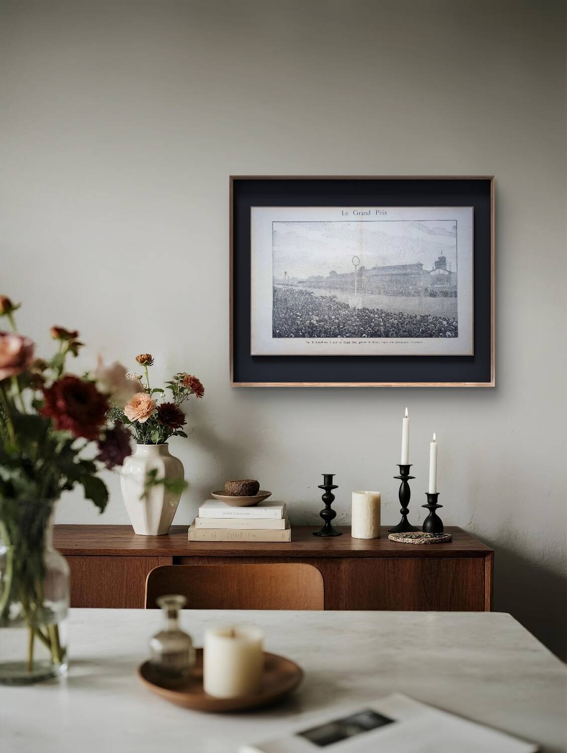 Paris Longchamp, large period engraving, printed in 1891.