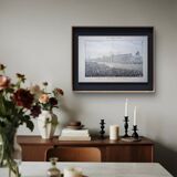 Paris Longchamp, large period engraving, printed in 1891.