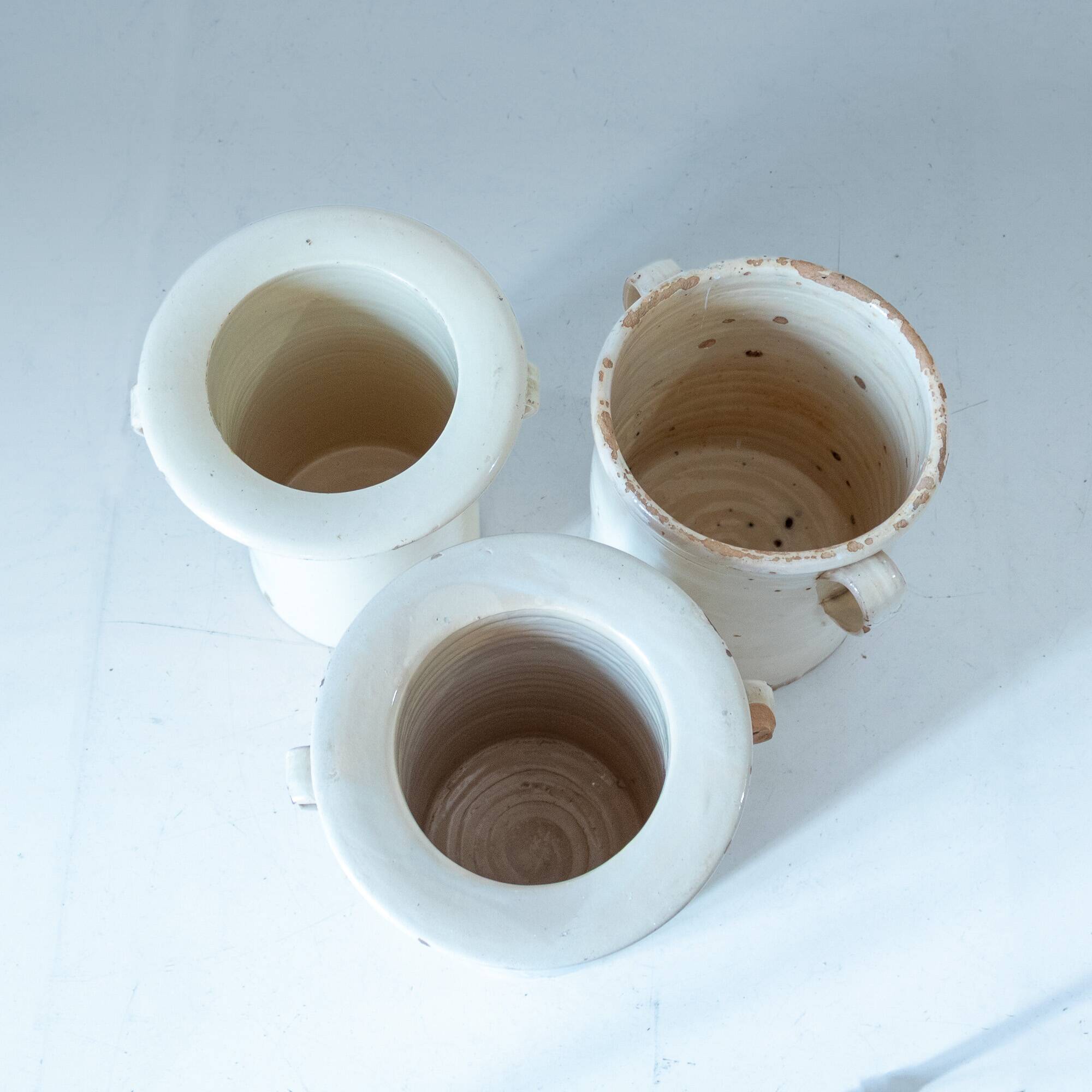 Antique Handmade Ceramic Vases, Set of Three, Italy 1900 circa