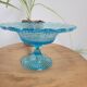Plate on blue glass pedestal