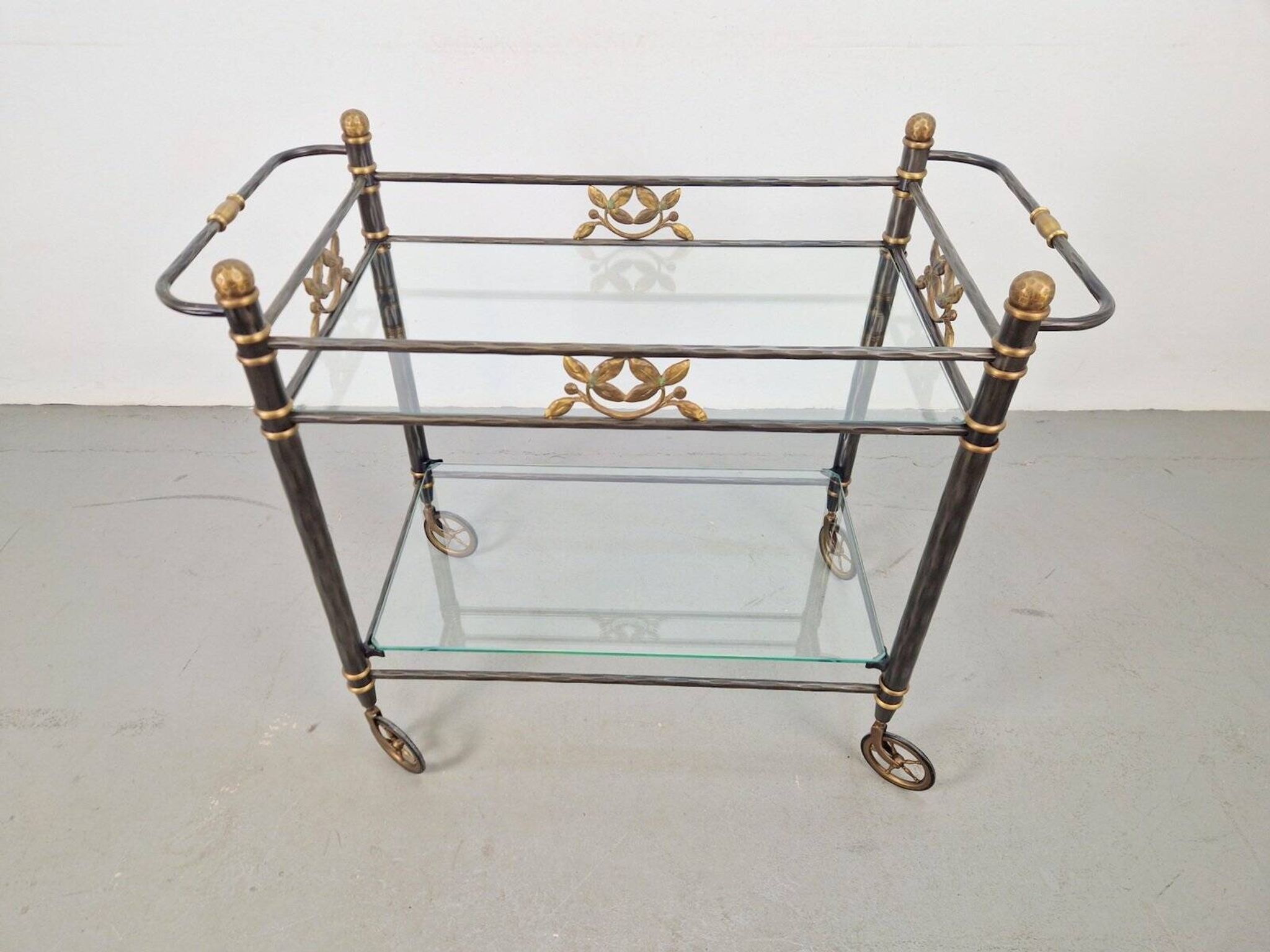 Regency Brass and Glass Serving Trolley, Italy, 1970s