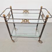 Regency Brass and Glass Serving Trolley, Italy, 1970s