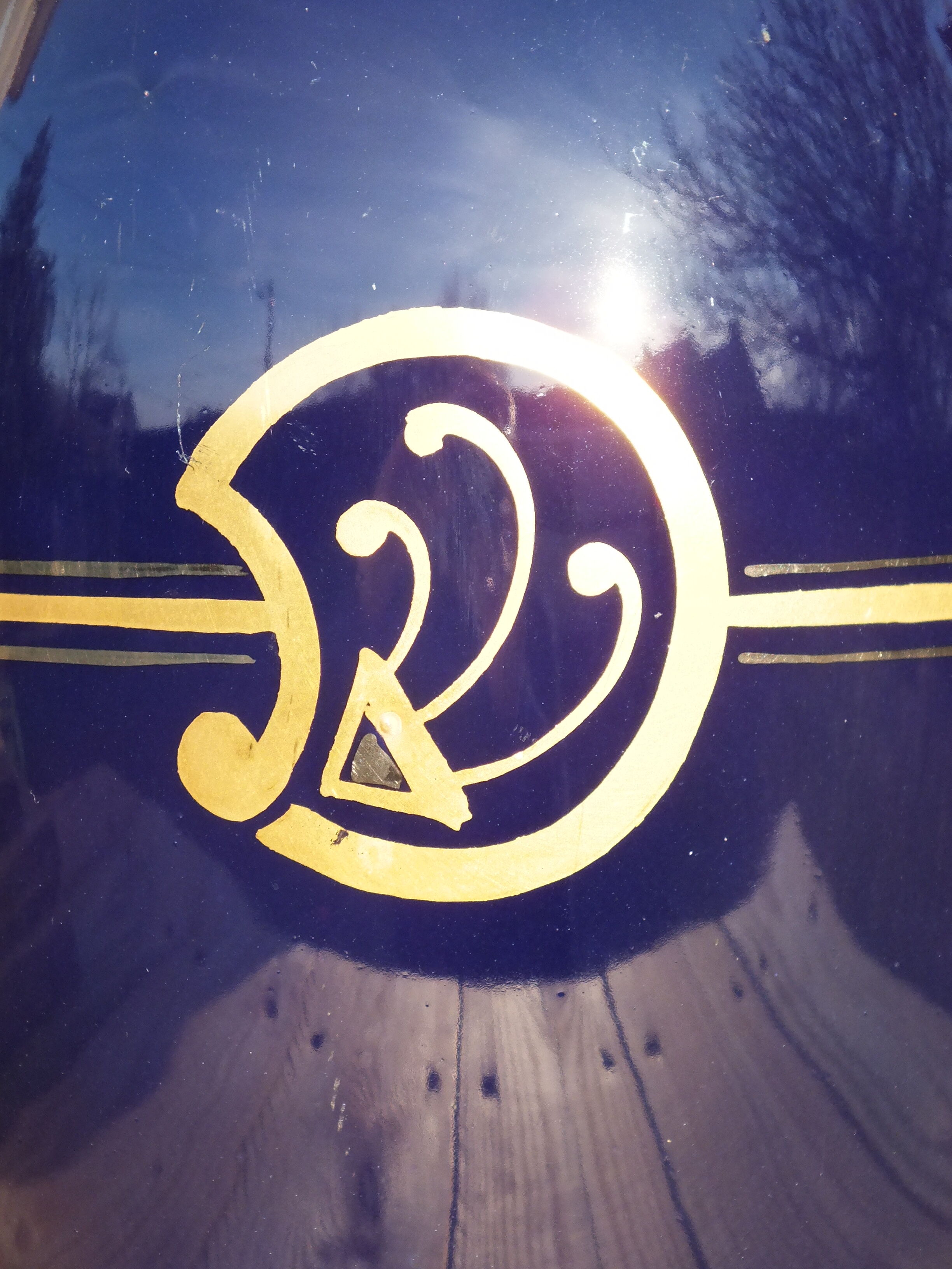 Vase 30s blue of Sèvres and gold Ste Radégonde or Tours Pinon (unsigned)