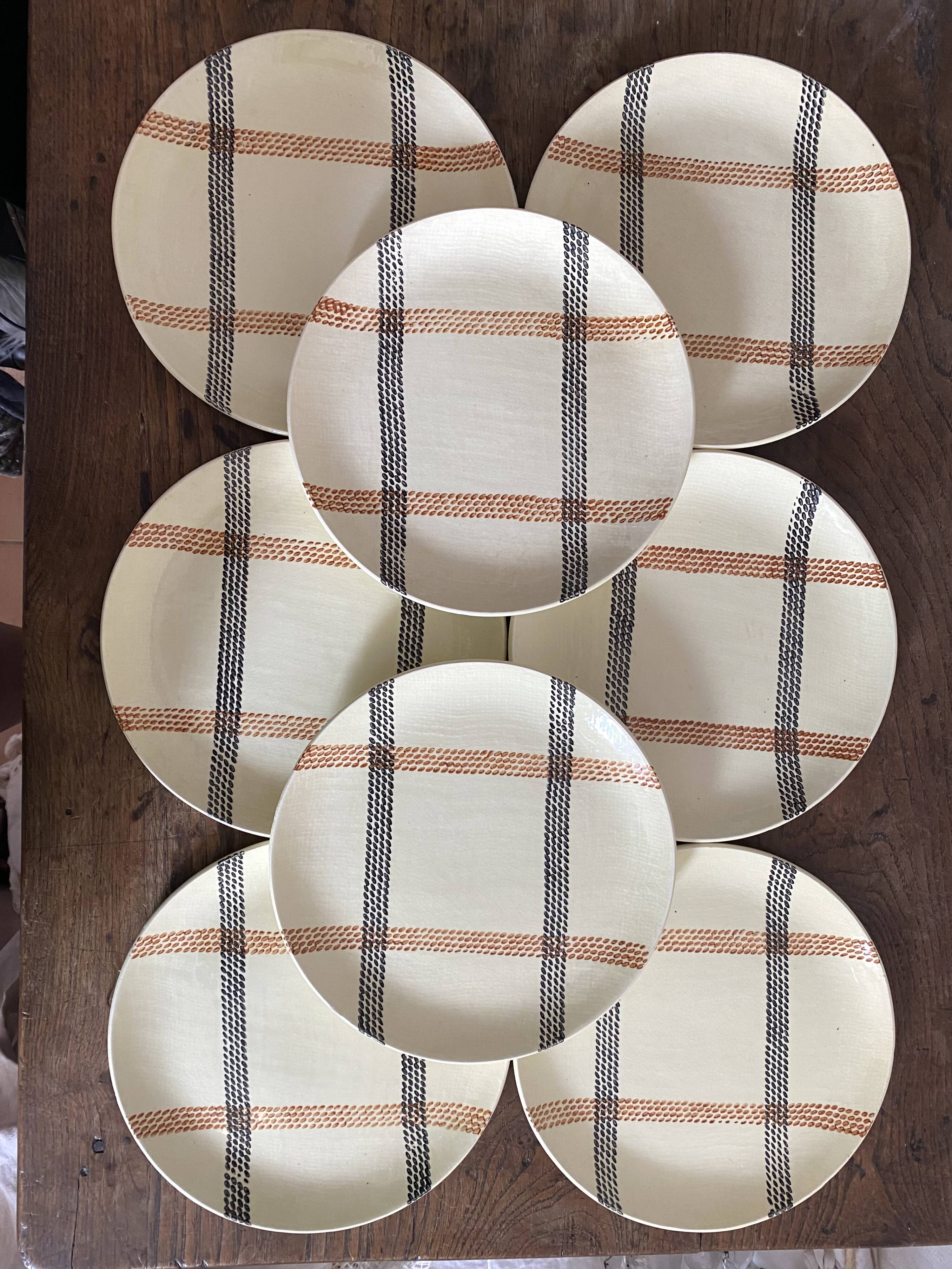 Salins France "rope" dinner plates, 1950s