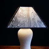 Vintage granite foot lamp and pyramid lampshade in marbled paper