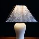 Vintage granite foot lamp and pyramid lampshade in marbled paper