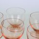 Set of 6 walking glasses in pink crystal, vintage, 1950, mid century