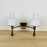 Double opaline and brass wall light from the 50s, lunel, arlus
