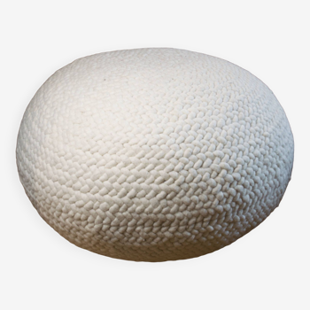 pouf laine tressée blanc