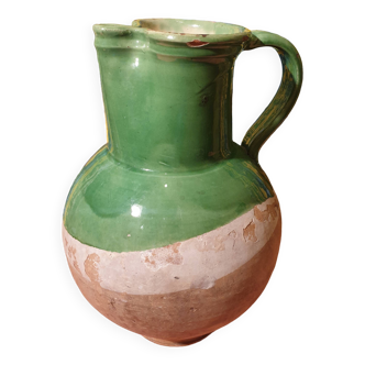 Green glazed terracotta jug