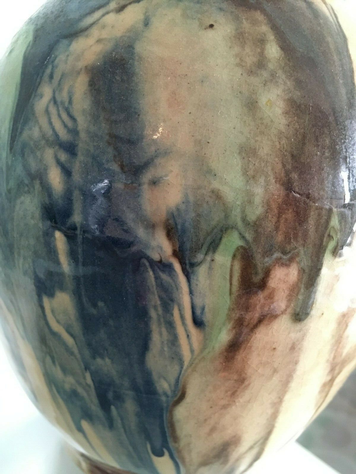 Incurvé signature enamelled terracotta flared neck vase