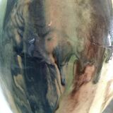 Incurvé signature enamelled terracotta flared neck vase