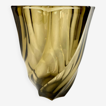 Vase en verre fume vintage