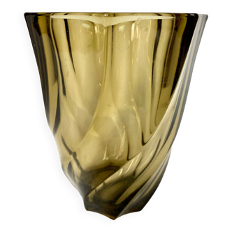 Vase en verre fume vintage