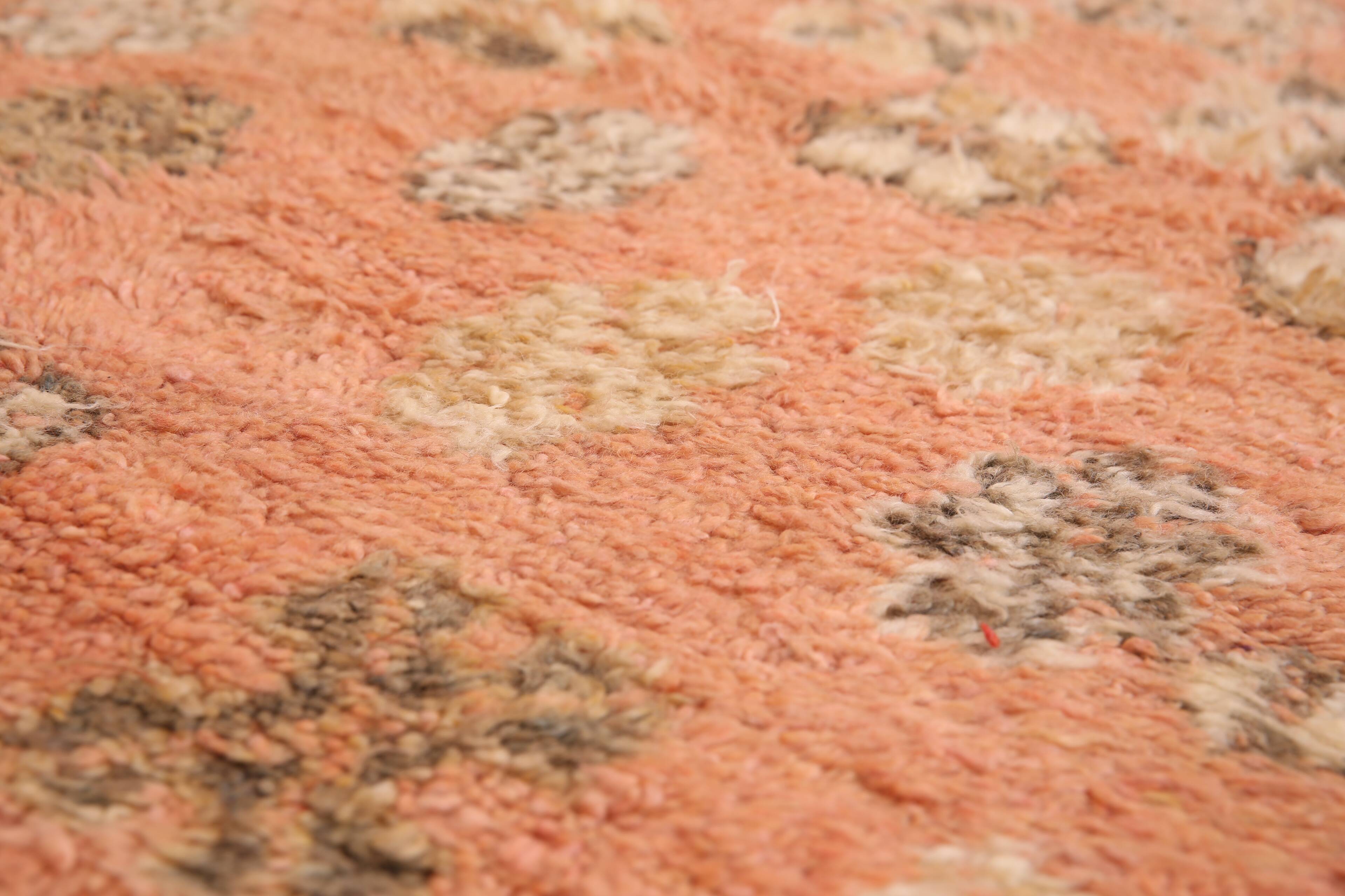 Peach Vintage Moroccan Rug 180 x 305 cm, Berber Wool Rug, Handmade Boho Rug