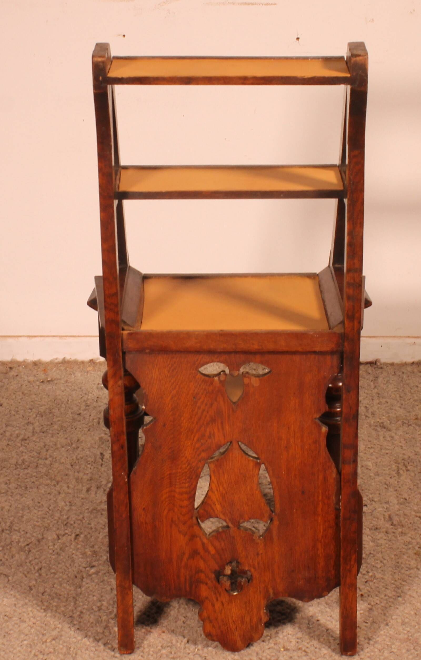 neogothic step stool - 19th century in oak