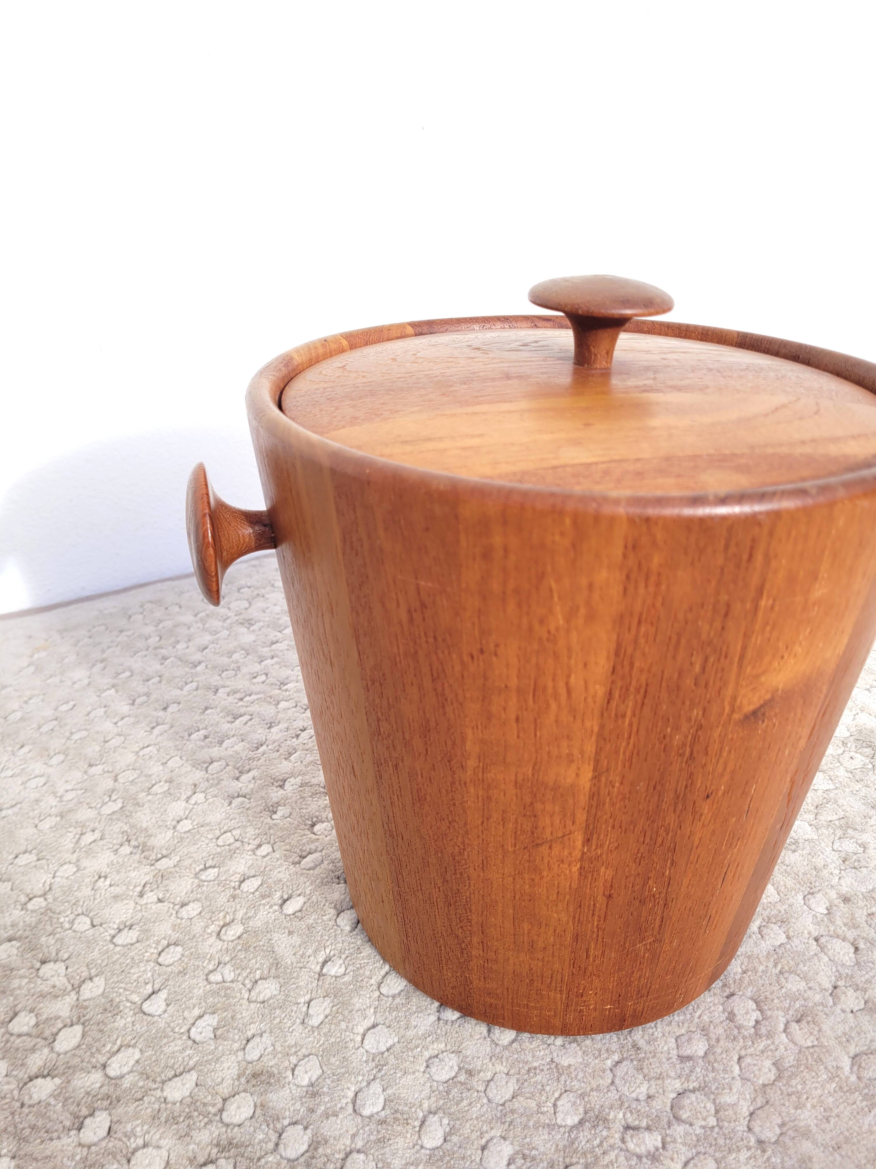 Vintage Scandinavian teak ice bucket 1960s