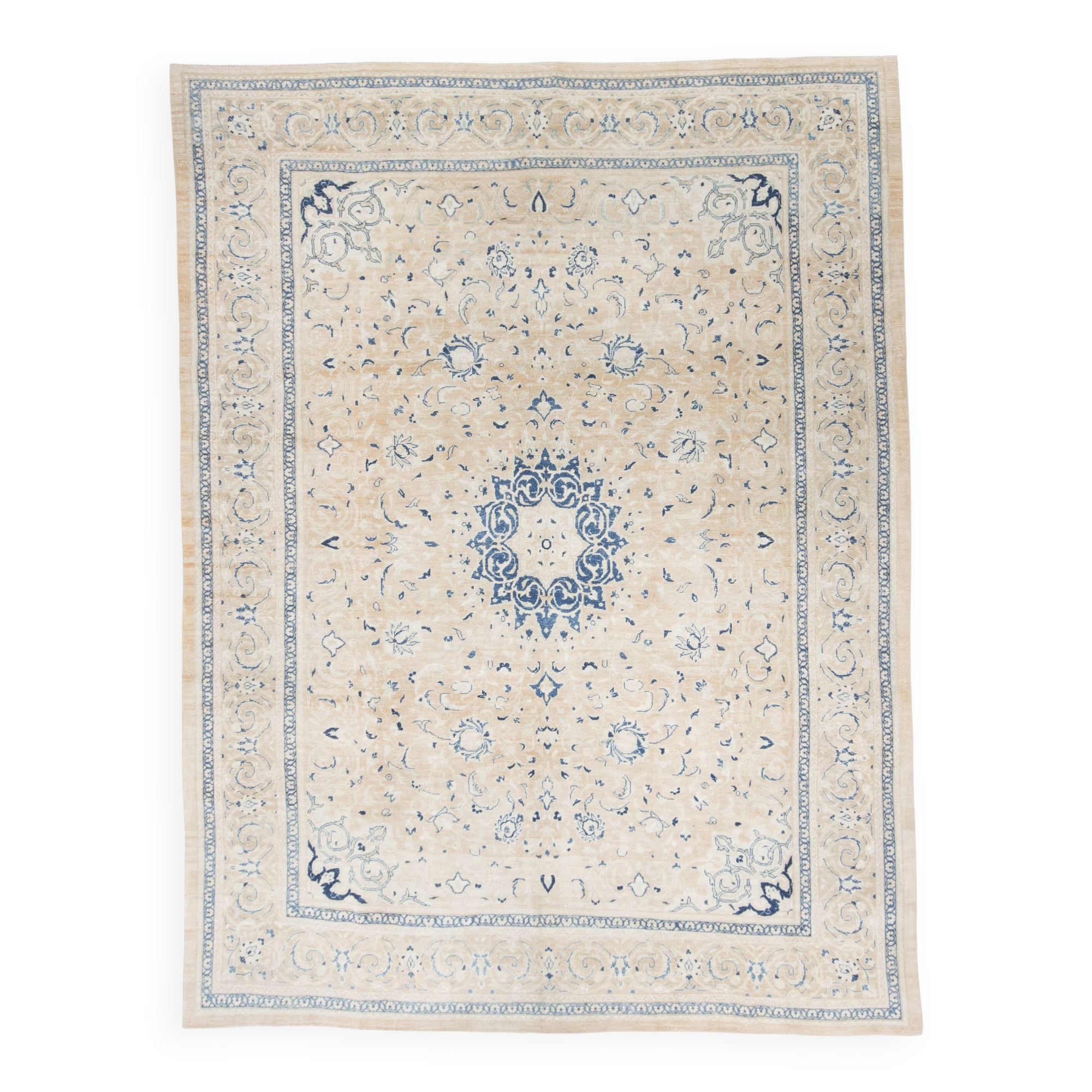 Grand Tapis Persan Ancien – Motifs Médaillon, Laine Nouée Main, 289x376 Cm