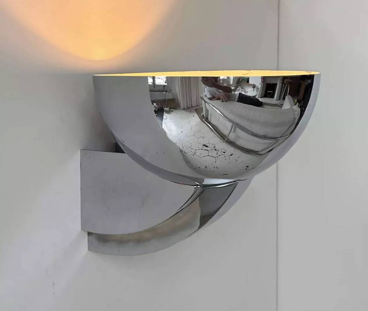 Vintage Perzel 347 bm wall lamp, chrome-plated bronze, France 1950