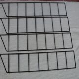 Vintage thong wall shelf, wood and black lace-up metal