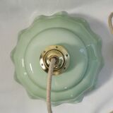 Suspension in vintage almond green opaline - electrified to nine