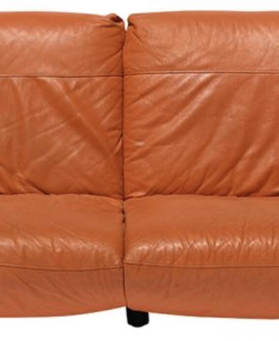 Canapé 2 places en cuir orange