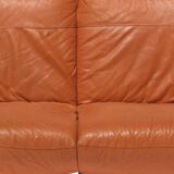 Orange leather 2-seater sofa