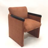 Pair of reupholstered ribbed velvet armchairs