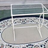 Side table, Small Art Deco Console in White Lacquered Metal, circa 1940