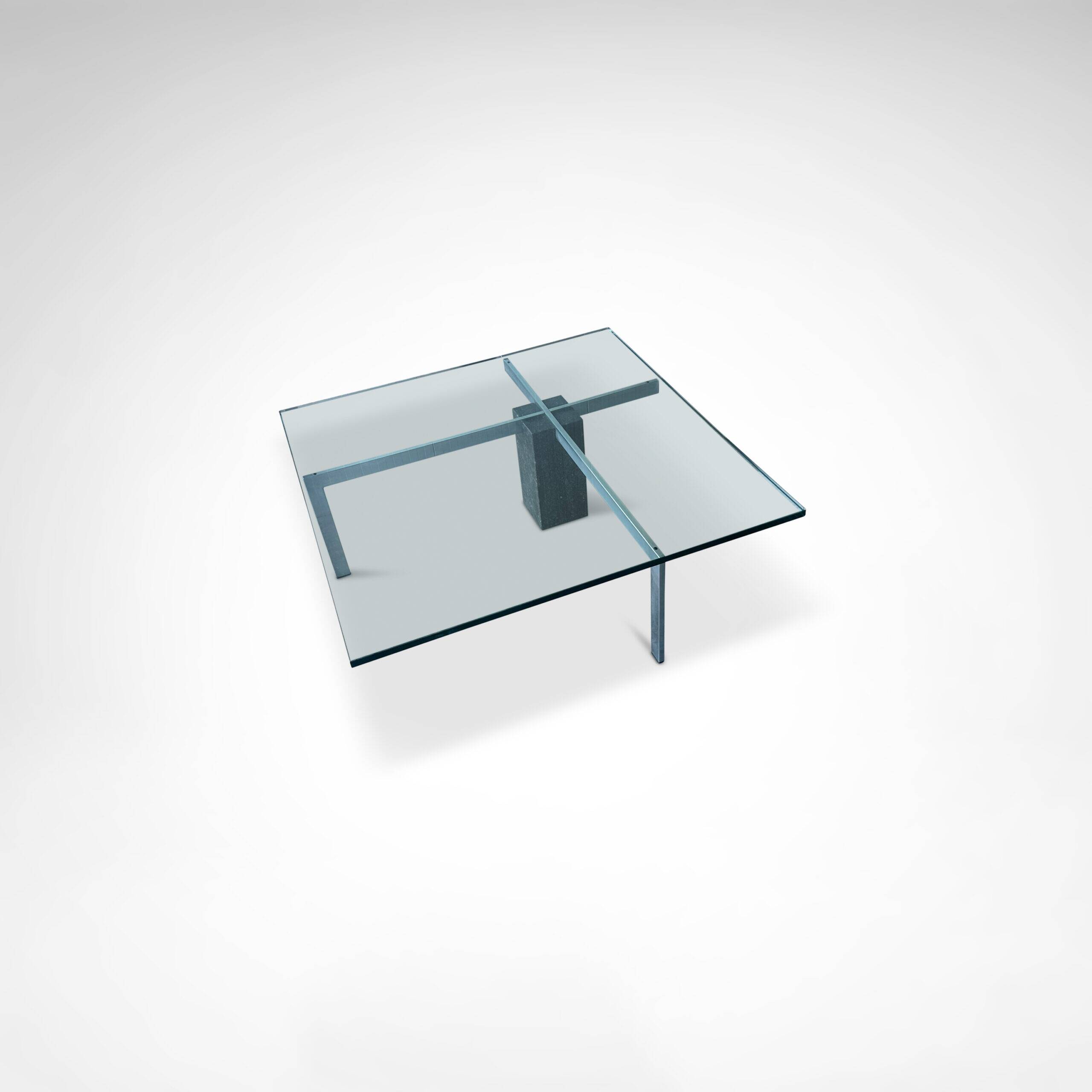 KW1 glass, metal and granite coffee table by Hank Kwint for Metaform 1980s