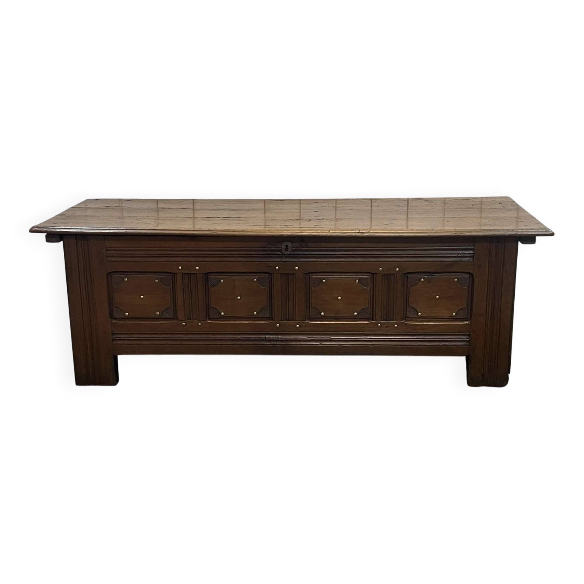 19th century Breton oak storage bench