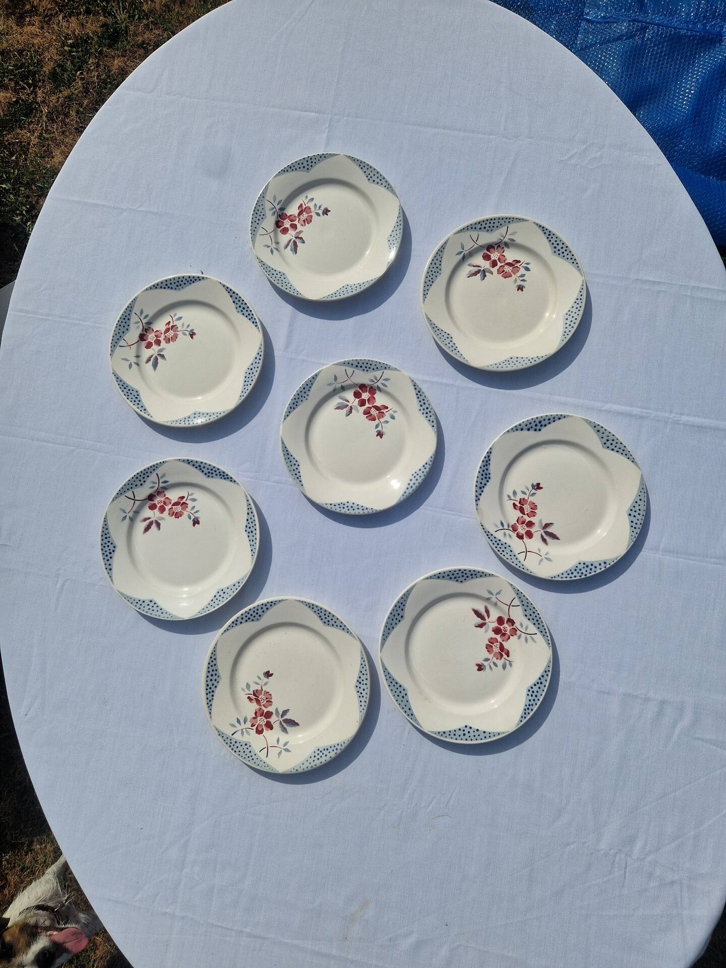 Set of 8 Flat Plates Barfleur Model Sarreguemines Manufacture
