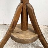 Old primitive wooden tripod pedestal table