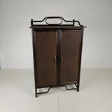 Vintage wicker wardrobe / linen cabinet – rattan & bamboo