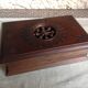 Old cigarette box in openwork varnished wood 30-40s