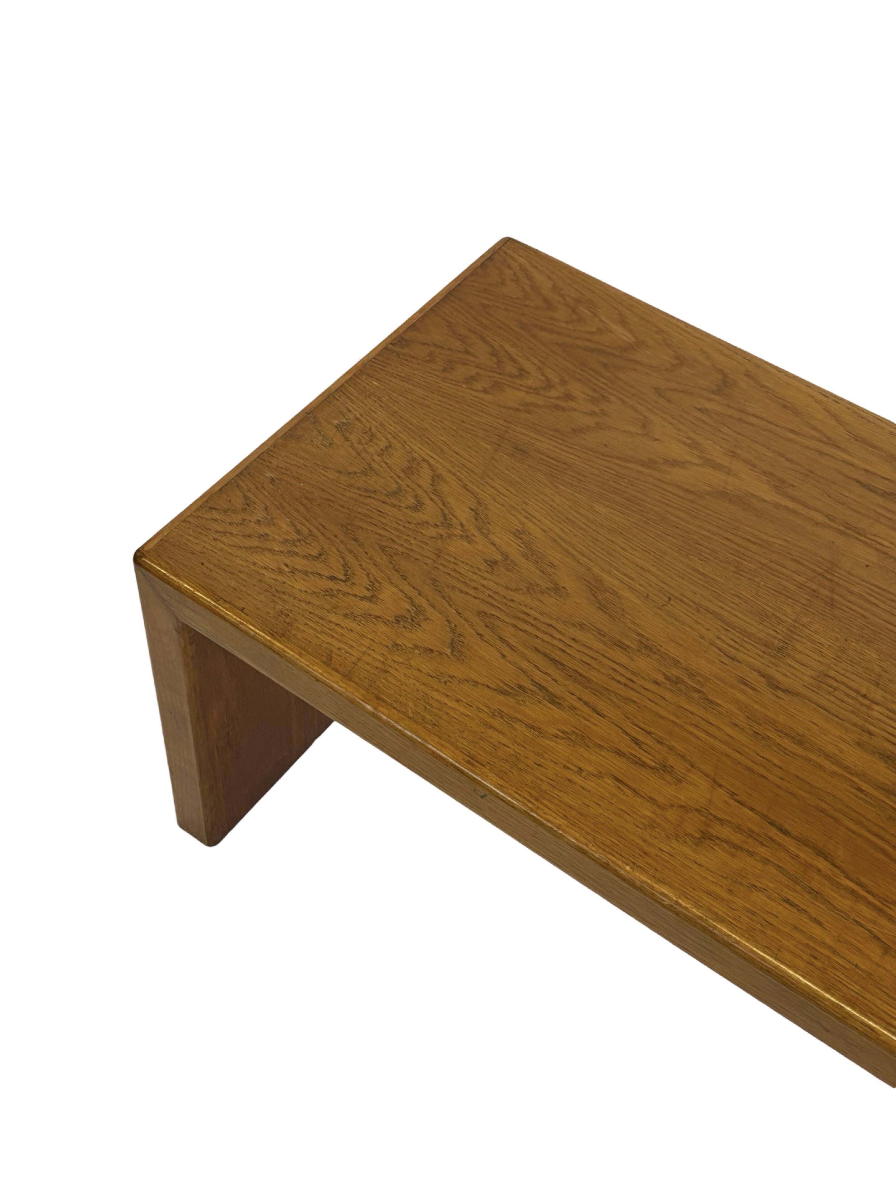 Minimalist vintage teak wood small solid bench