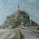 Oil painting on cardboard, Mont Saint Michel 1940s