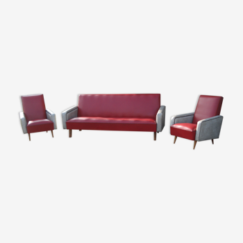 Sofa and 2 vintage chairs 1950-1960