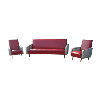 Sofa and 2 vintage chairs 1950-1960