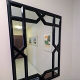 Large black lacquered art deco wall mirror 108 x 80