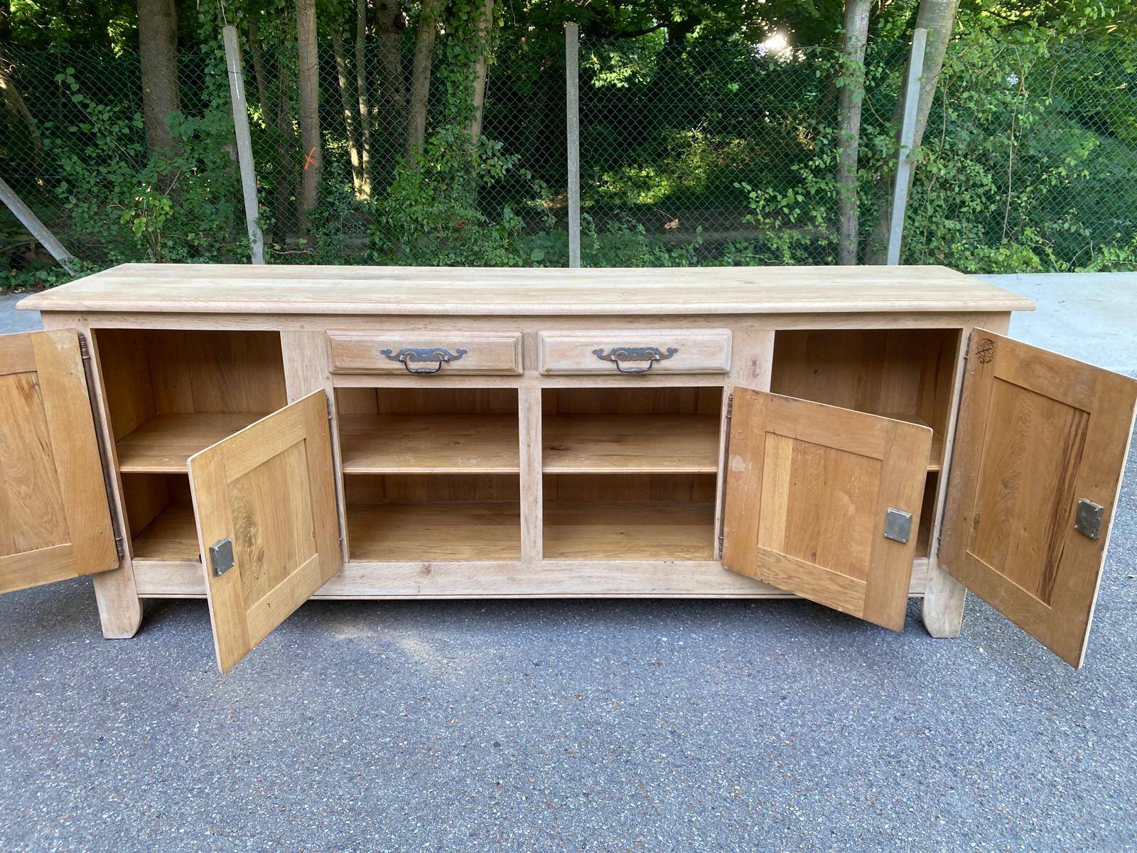 Vintage sideboard in solid oak from France, 20th century, 250cm