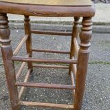 Vintage square stool made of solid wood from the 19th century, 55cm.