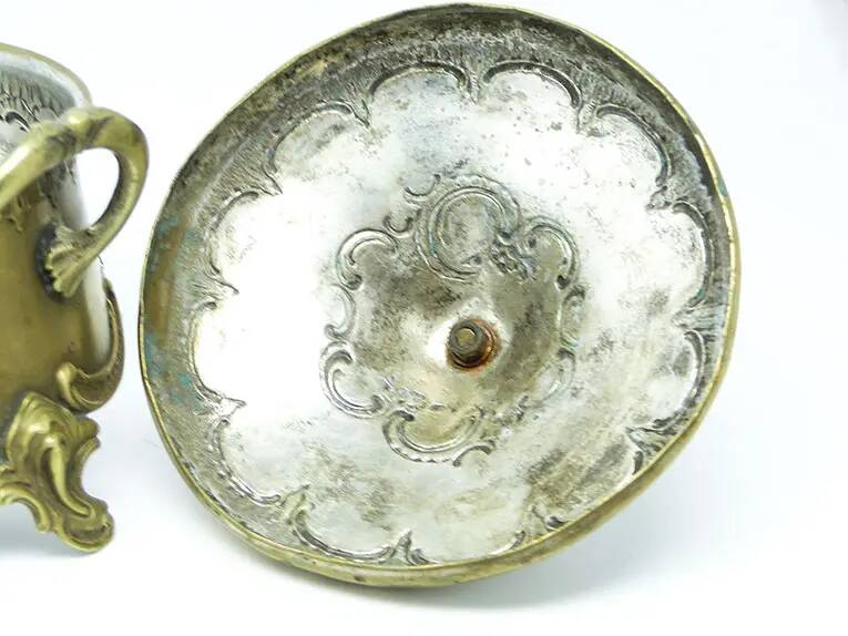 Rococo sugar bowl, silver-plated brass, Poland, early 20th century